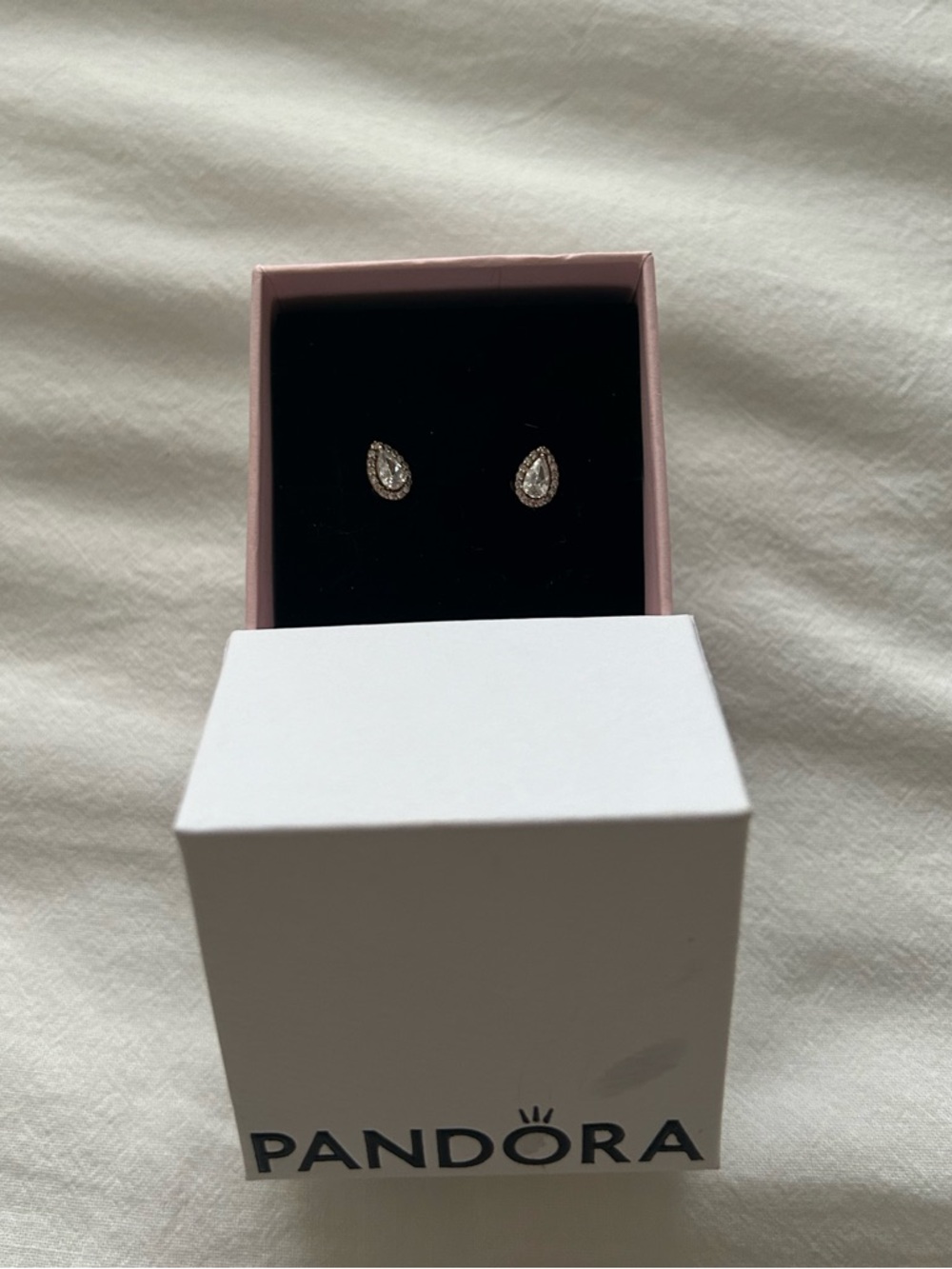 Pandora Rose Gold Pear Halo Studs